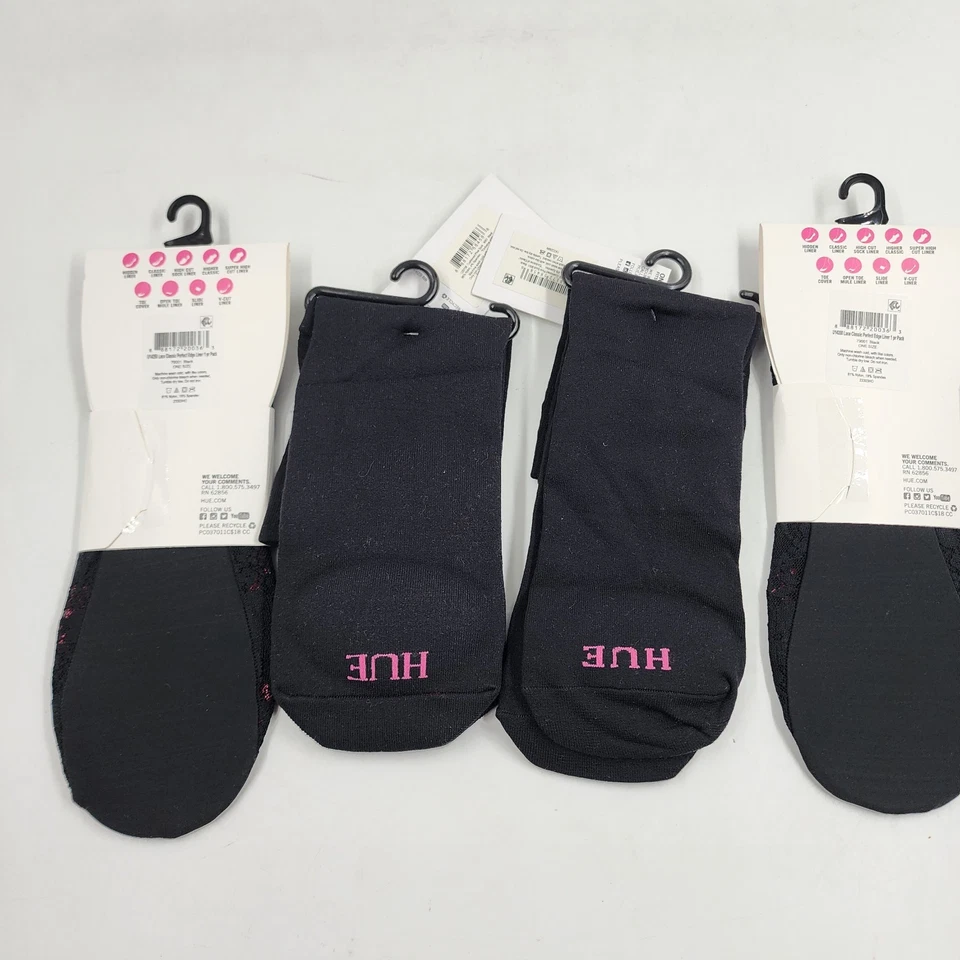 Calcetines Pixie acolchados y forrados borde perfecto de encaje tono para mujer talla única negros paquete de 4 Foto 2 de 4