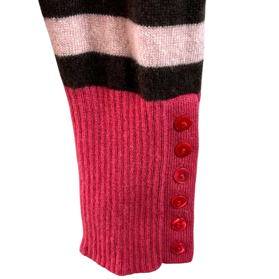 Свитер Beth Bowley в розовую и коричневую полоску 100% кашемир с круглым вырезом размер большой - Изображение 4 из 4