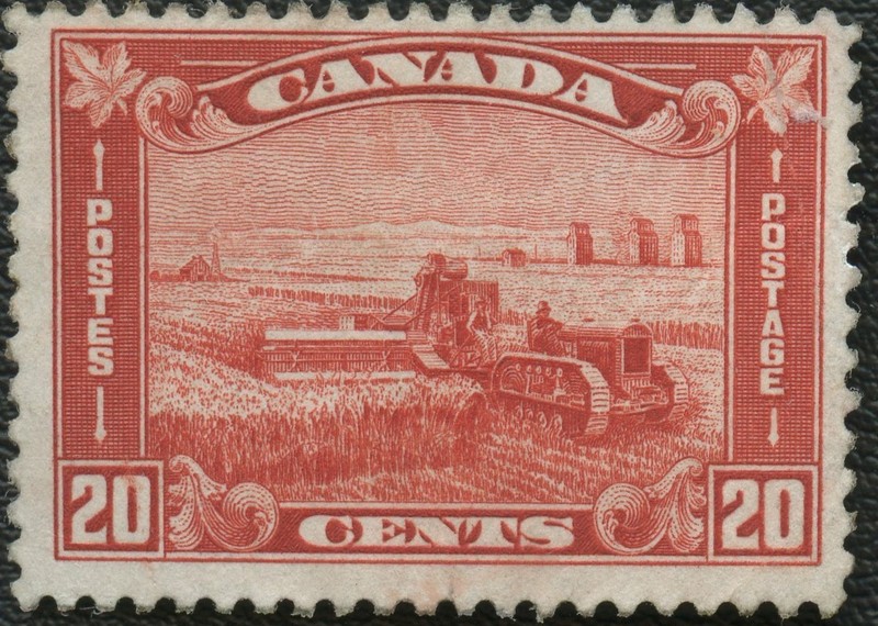 1930 Mint Canada 20¢ Harvesting Wheat Unitrade 175 OG Stamp