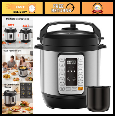 16-in-1 Electric Pressure Cooker 6QT Multi-Cooker, 12 Presets, Ceramic Pot, Reci