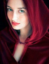 VINTAGE HANDMADE THICK RED VELVET LONG CAPE WITH HOOD.