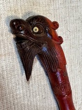 Vintage Carved Wood Dragon Dog Head Cane Folk Art Stick 016/1 296