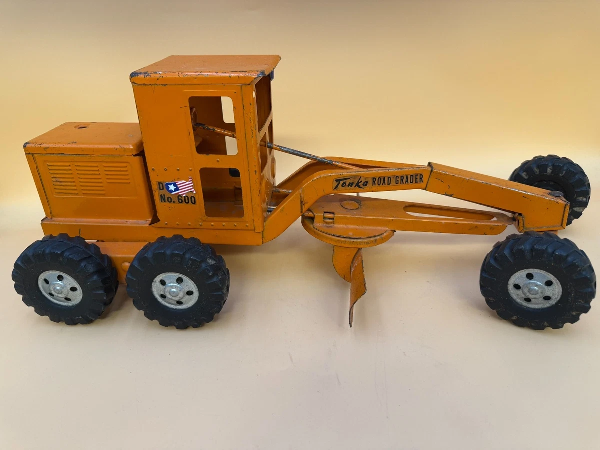 ポスラ? グレーダー ミニカー オレンジ　（TONKA） Tonka Orange Road Grader Vintage Manufacture Diecast Construction