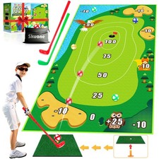 skuone Chipping Golf Toy Game with 2 Clubs, Indoor Outdoor Games for Kids Adults