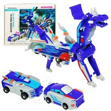 WIESSOC Collision Transforming Dinosaur Car Toy Set 2-Pack Magnetic Dino Cars