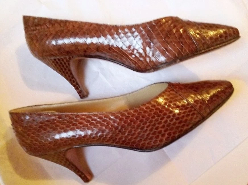 SCARPE ELEGANTI DONNA VERO PITONE VINTAGE FIRMATE LELLO ZAMBRANO MADE IN ITALY - Immagine 2 di 4