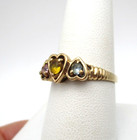 10K Yellow Gold Heart Topaz, Aquamarine Ring Size 8.25 2.5 Gr [R379] — photo 2