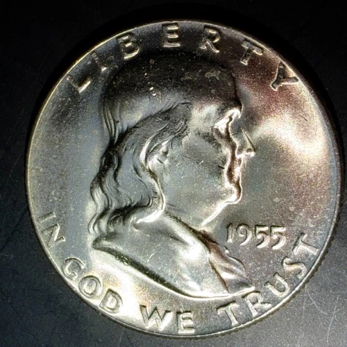 1955 (P) Franklin Silver Half Dollar BU Toning on Reverse "Key Date Coin" #11