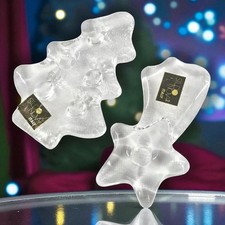 VTG Taper Candle Holder Christmas Tree Falling Star Lead Crystal Heavy Glass Lot