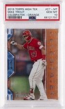 2019 TOPPS HIGH TEK CELEBRATEK ORANGE #CT-MT MIKE TROUT 7/25 PSA 10