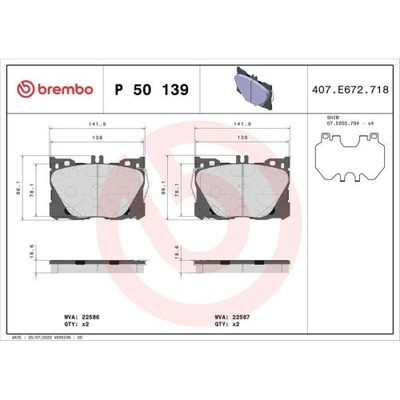 Bremsbelagsatz Scheibenbremse Brembo P50139 Prime Line für Mercedes Benz
