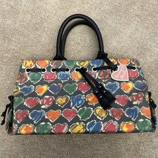 Dooney Bourke Heart Purse, DB, Vintage, Y2K, Leather Accent, Made In USA