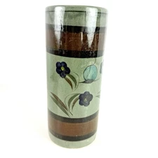 Vintage Vase, Tonala Mexico Art Pottery Gray Tube Shape. Mid-Century Modern