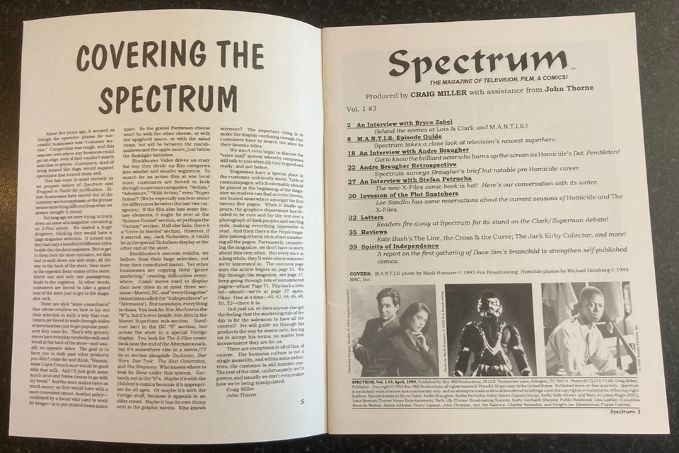 SPECTRUM Tv Film MAGAZINE #3 Apr 1995 M.A.N.T.I.S includes Interview Bruce Zabel - Image 3 of 4