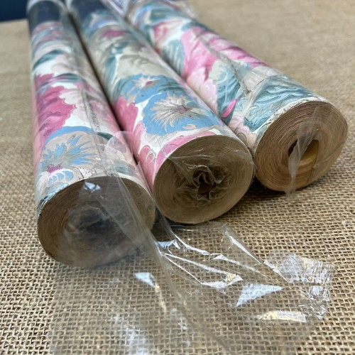3 X ROLLS OF VINTAGE SANDERSON 'ROSE & PEONY' FLORAL WALLPAPER UNUSED 70s 80s - Picture 10 of 10