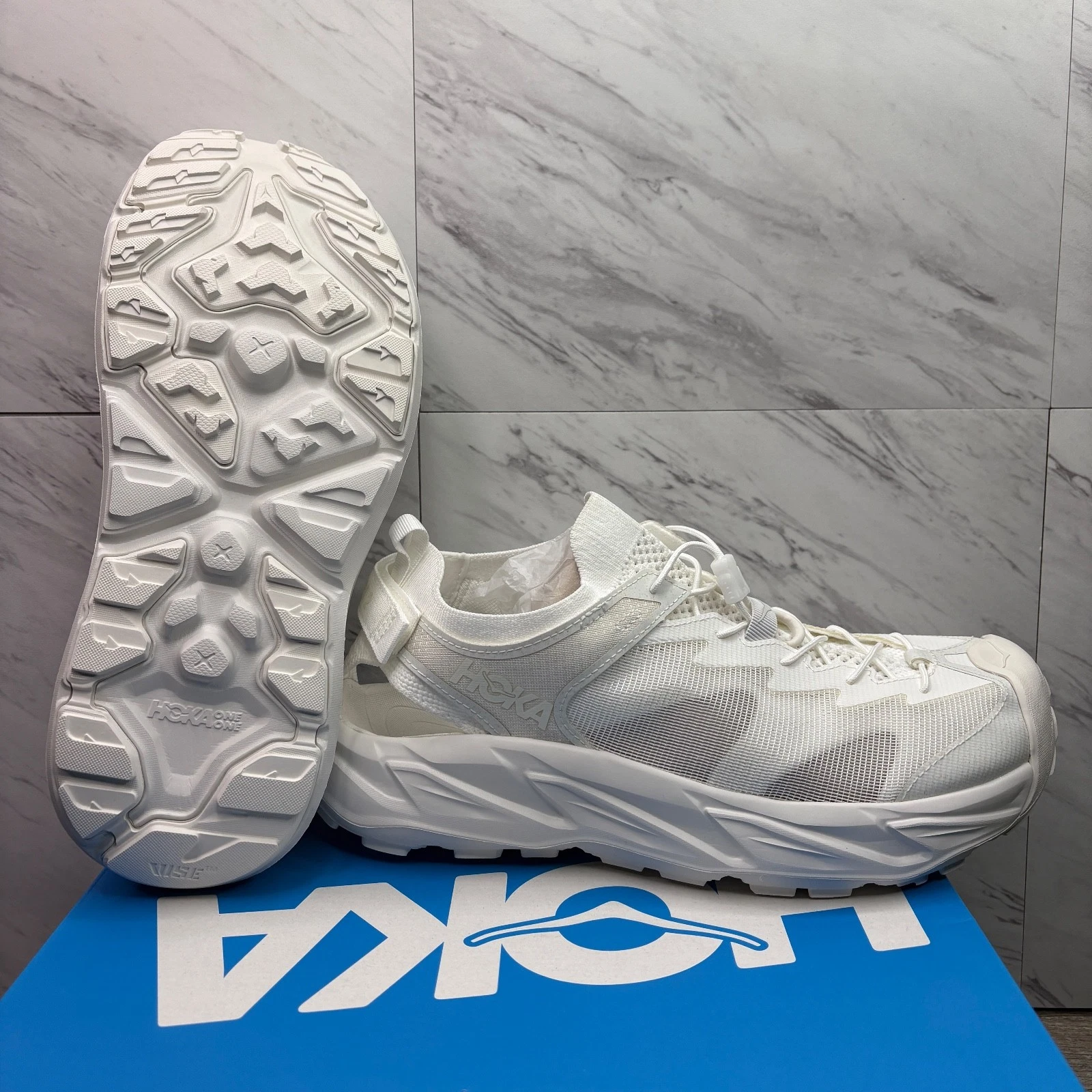 Hoka One One Hopara 2 Mens Size 13D Trail Hiking Sandals 'White Raw' 1137650