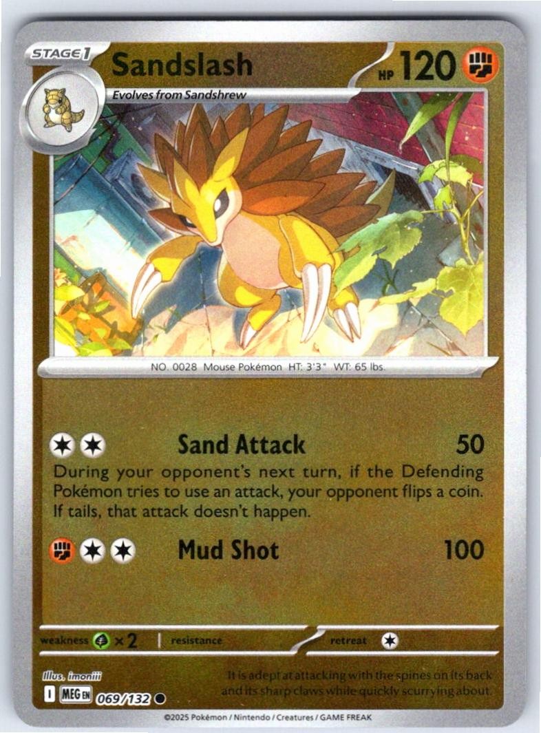 Sandslash 069 Common Mega Evolution Pokemon Reverse Holo