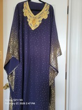 Women's Purple and Gold Kaftan Dress, One Size, Middle Eastern Style
