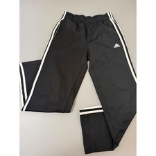 Adidas Youth Boys L 14/16 Black White 3 Stripe Straight Leg Track Pants Athletic