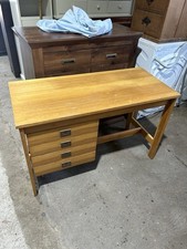 Vintage Wooden Desk Retro Offfice Home Office Decor With 4 Drawers Mid Century