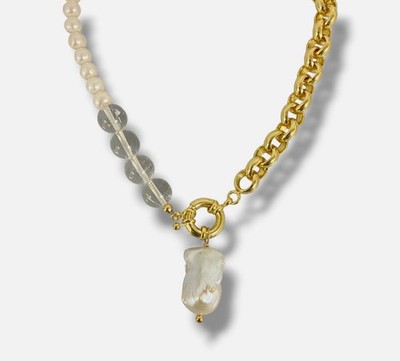 Eliou Womens' Gold Pearl Drop Necklace
