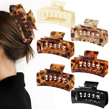 6 PCS 4.1 Inch Large Claw Clips for 1 Count Pack of 6 , Tortoise -
