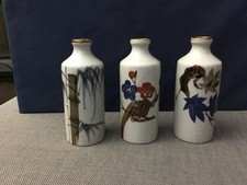 3 VINTAGE OMC JAPAN BUD VASES STONEWARE LOOK