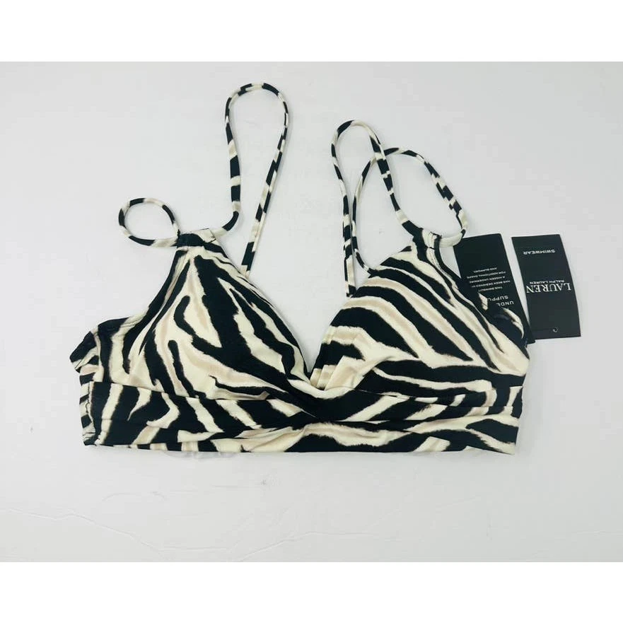 New Lauren Ralph Lauren Womans Sz 4 Bikini Top Swim Underwired Twist Animal NWT - Image 3 of 4