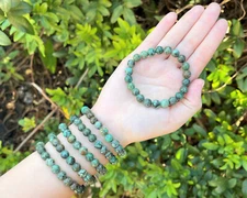 African Turquoise Bead Bracelet 8 mm Round Crystals (Natural Turquoise Bracelet)