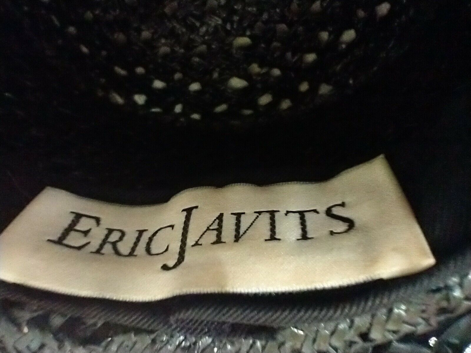 Vintage Eric Javits Black Straw Wide Brim Derby H… - image 9
