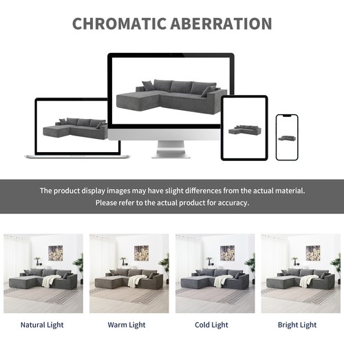 111.5*72" Minimalist Style Modular Sectional Sofa,Wrinkle-resistant Chenille Cou - Picture 32 of 72