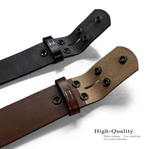 Alabama Two Lines Smooth One Piece Full Grain Cowhide Leather Belt Strap 1-3/4" - Picture 4 of 9