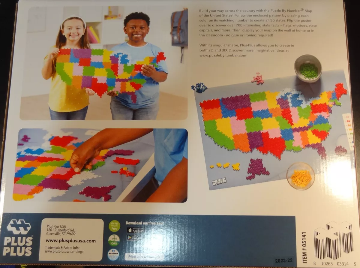 Plus Plus Puzzle By Number Map Of The United States 1400 Piece Building Set