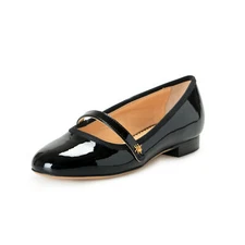 Charlotte Olympia Girls "INCY MARY-JANE" Black Patent Leather Ballet Flats Shoes