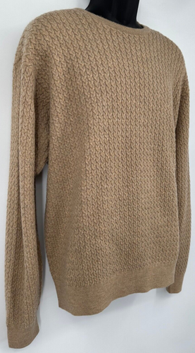 Bobby Jones Mens Pullover Crew Neck Cable Knit Golf Sweater Large Beige Wool - Picture 4 of 14