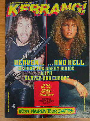 KERRANG ISSUE 205 MONSTERS OF ROCK GERMANY REVIEW 1988 SLAYER EUROPE  BON JOVI