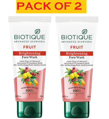 100% Pure & Natural Fruit Brightening Face Wash, 50ml  (PACK OF 2) free ship