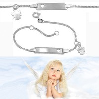 Baby Taufe Kreuz Engel Herz Ident Armband Mit Gravur Name Datum Echt Silber 925