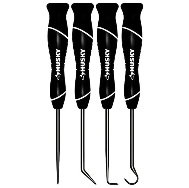 Husky 4-PC PRECISION HOOK & PICK TOOL SET: Straight Full 180° 90° Small Angle 35 - Image 2 of 4