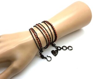 Authentic Mariana Bracelet Wrap Triple Tier Brown Gold Plated & Coral Swarovski Crystal...