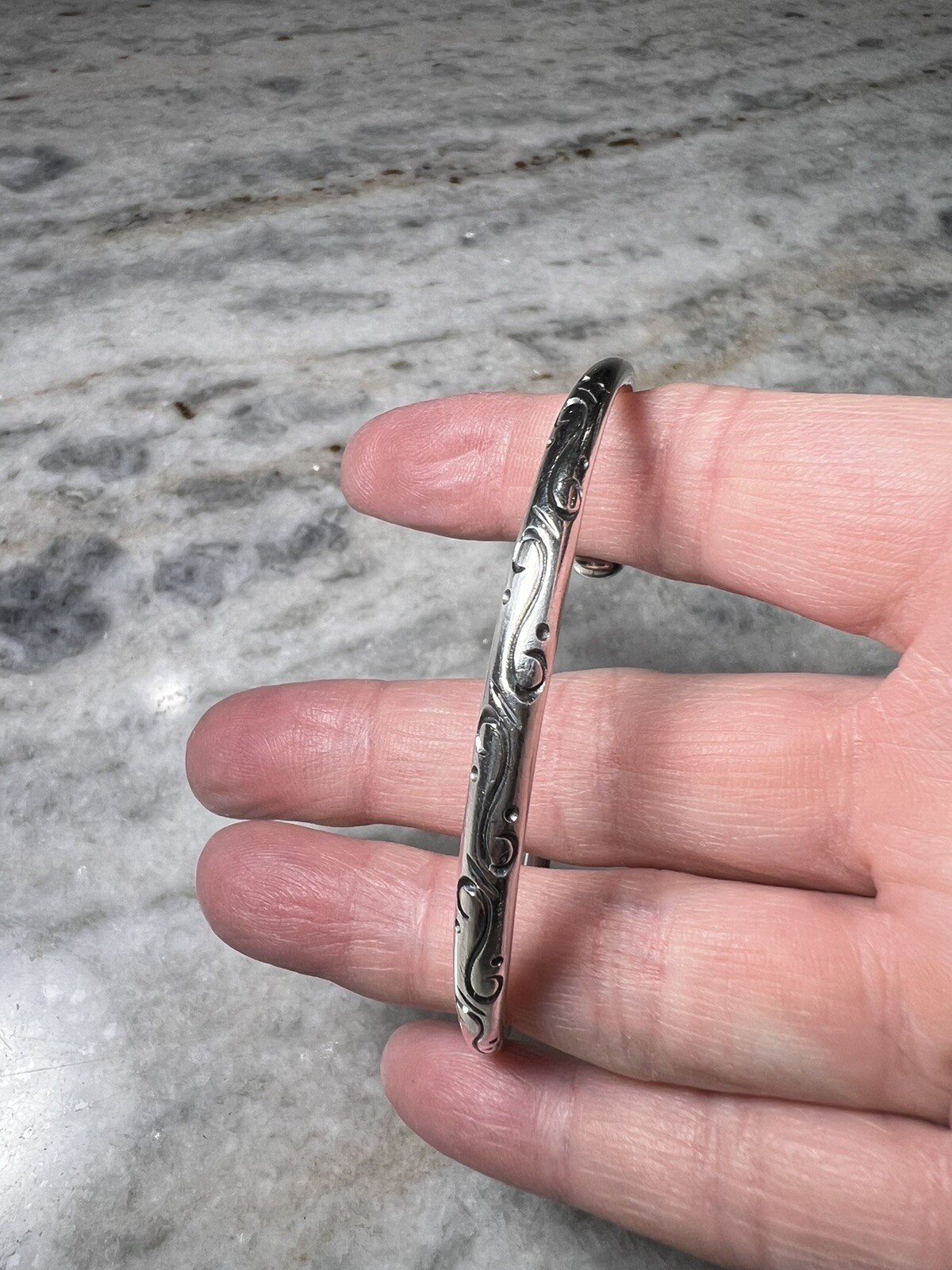 925 Solid Sterling Silver Cuff Bracelet, Detailed… - image 10