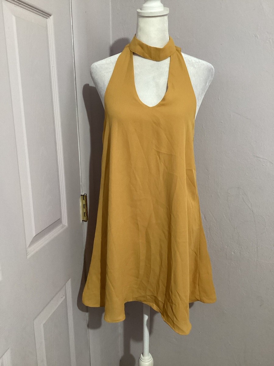 Lulu’s Groove Thing Golden Yellow Swing Mini Dress Sleeveless S