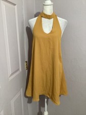 Lulu’s Groove Thing Golden Yellow Swing Mini Dress Sleeveless S