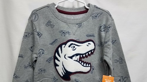 New Boy's Garanimals 365 Kids Gray Dinosaur Sweatshirt Size 5 - Picture 3 of 11