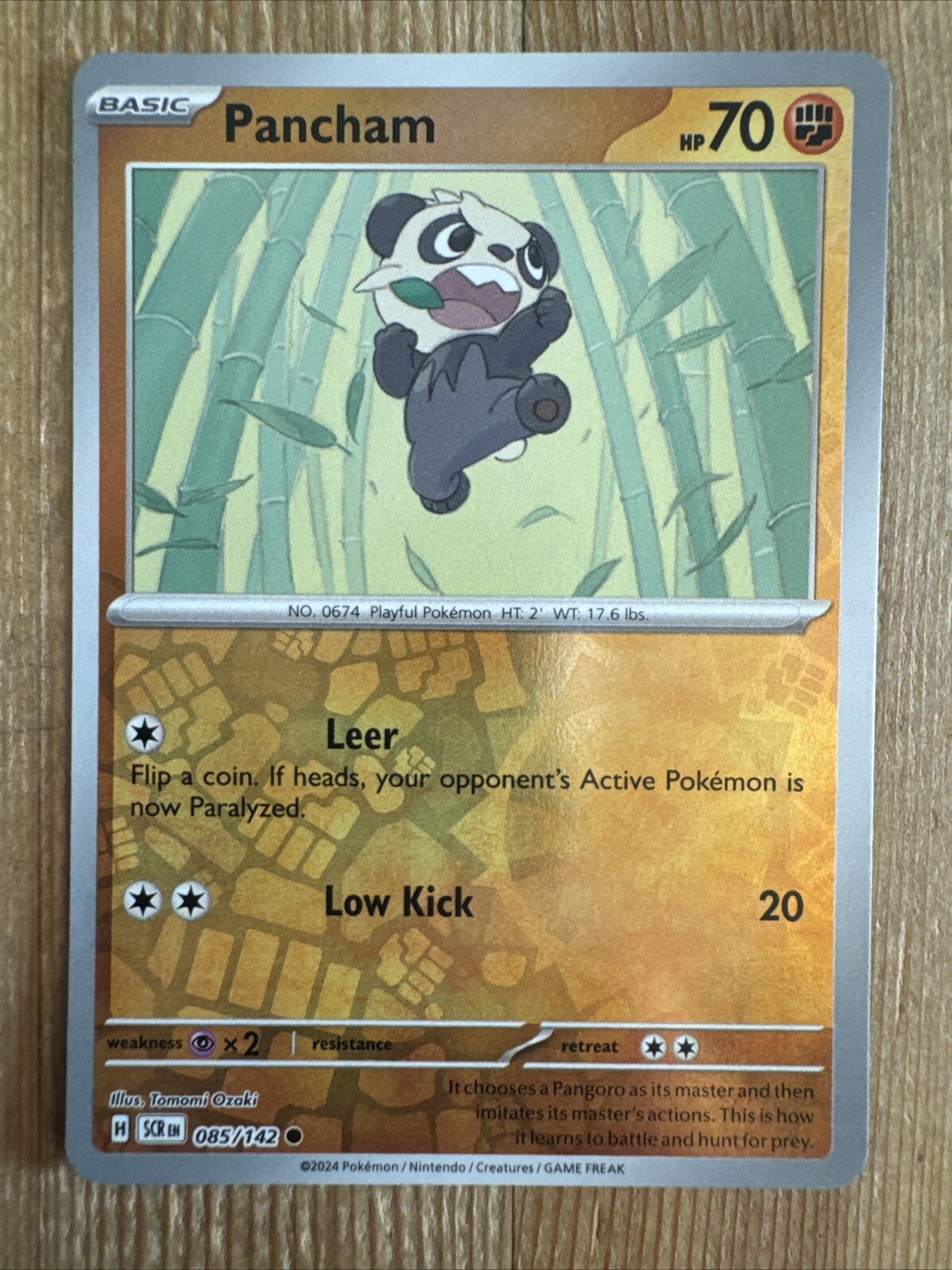 Pancham 085/142 Stellar Crown Reverse Holo Pokemon Card NM