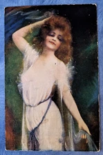 1900s Beautiful Woman Gauze Gossamer Gown Fashion Postcard Unposted Chas Ehlen