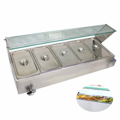 Commercial 5-Pans Electric Food Warmer W/Adjustable Temp. Controller 110V 60HZ