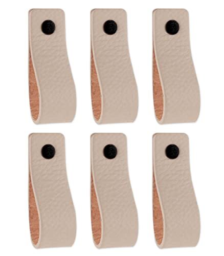 Brute Strength - Maniglie in pelle per mobili - Grigio chiaro - 6 pezzi - (o0e)