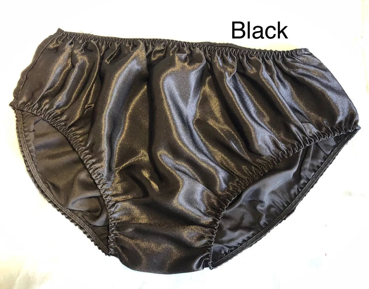 Sissy Double Layered Black Satin Panties For Men to 42”-44”