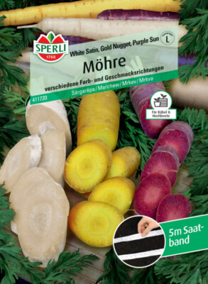 Sperli Möhre White Satin Gold Nugget Purple Sun F1 Saatband  Gemüsesamen